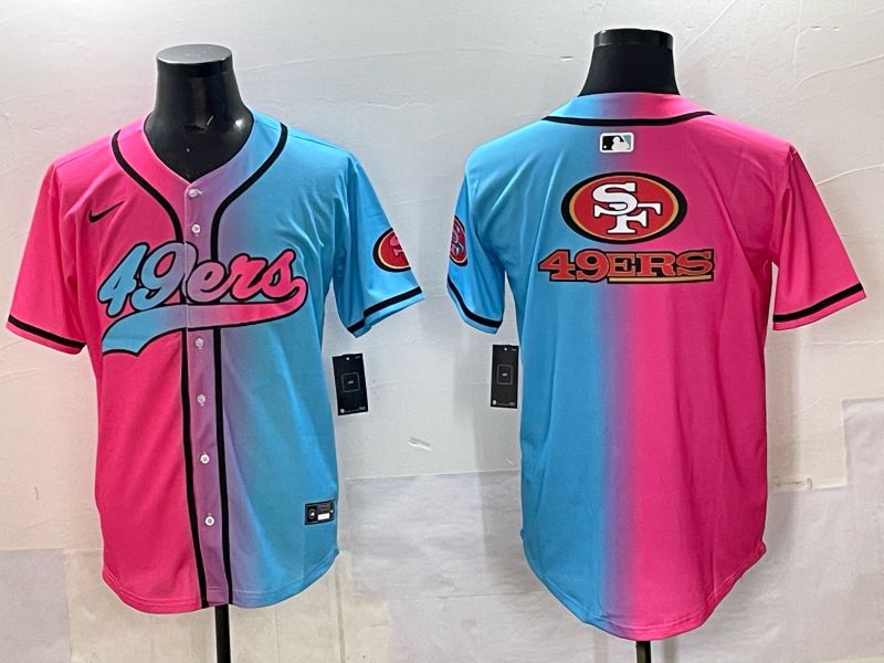 Men 2025 San Francisco 49ers Blank Blue pink Nike Limited NFL Jersey style 018